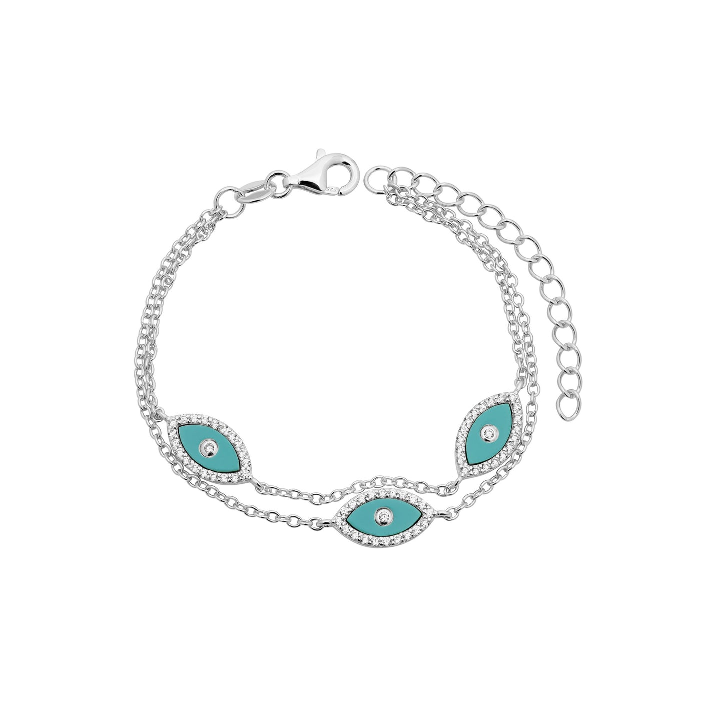 Three Evil Eye Silver Bracelet