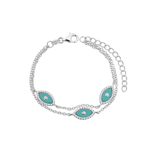 Three Evil Eye Silver Bracelet
