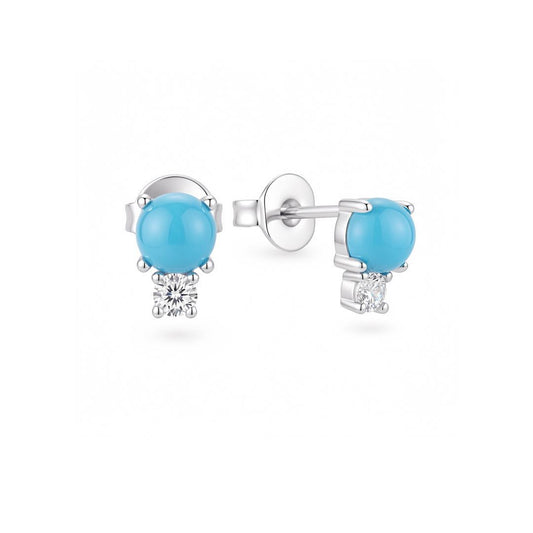 Turquoise with Solitaire Zircon Earrings