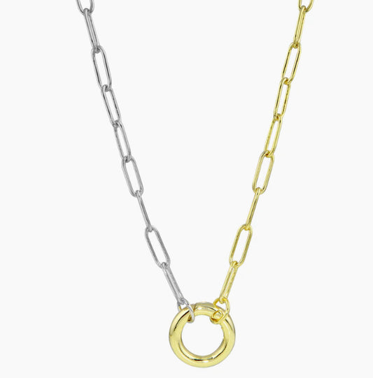 Two Toned Push Clasp Necklace