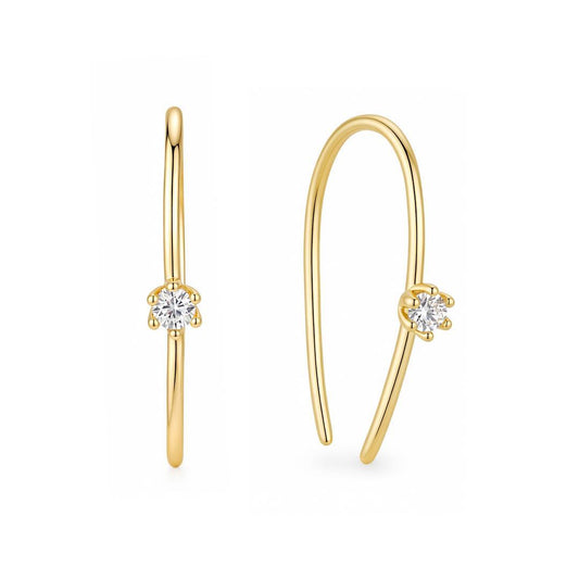 Medium Solitaire Hooked Earrings