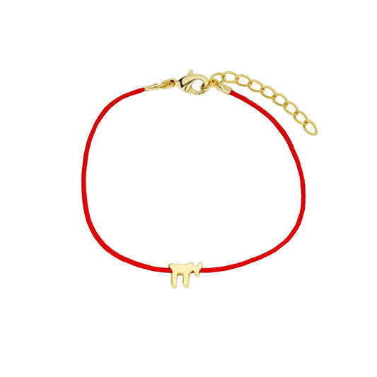 Chai Red Cord Bracelet