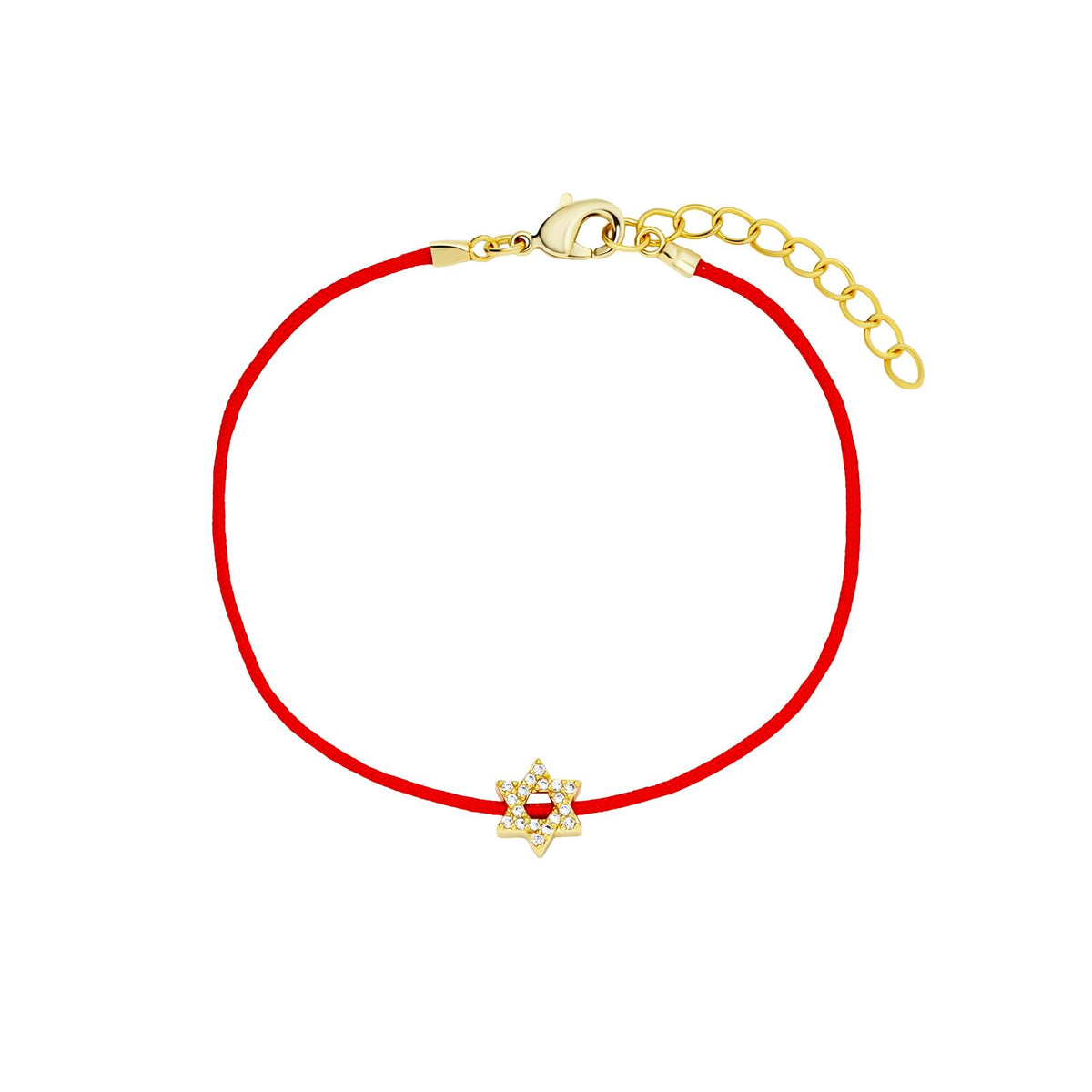 Pave Maguen David Red Cord Bracelet