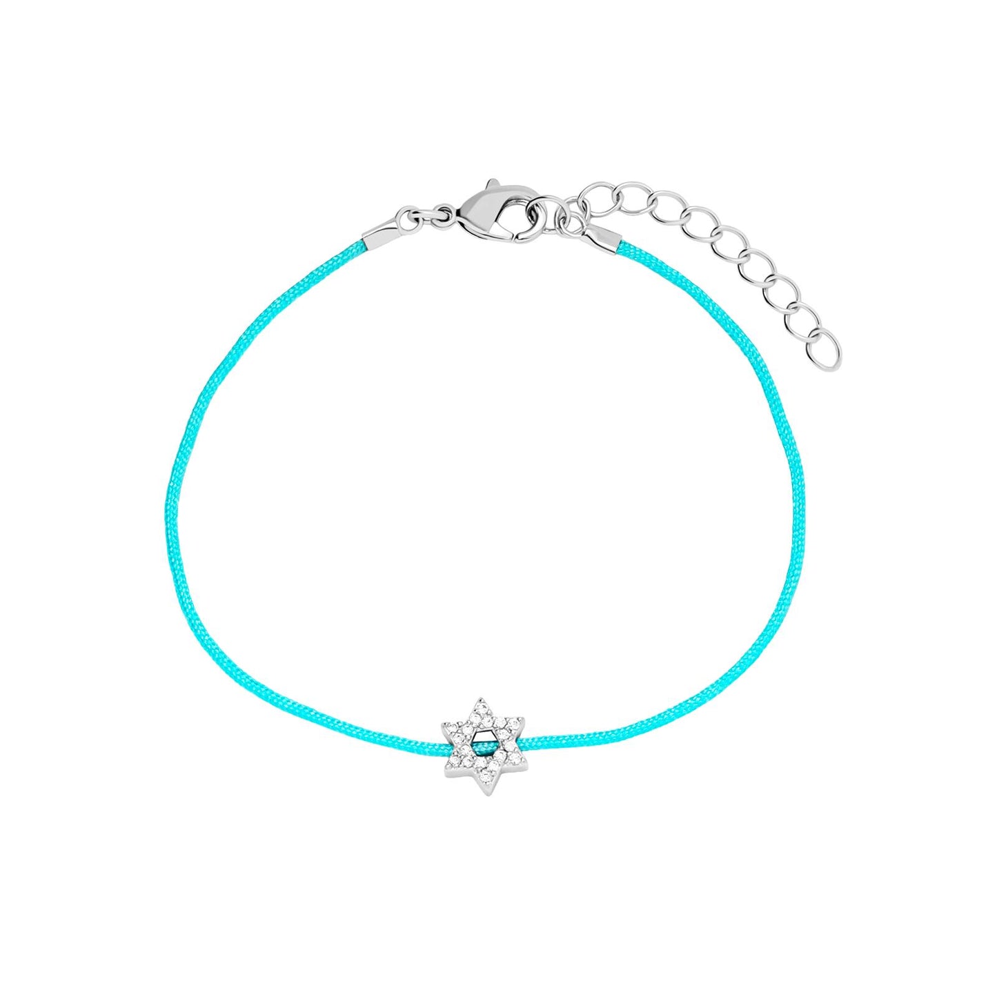 Pave Maguen David Turquoise Cord Bracelet
