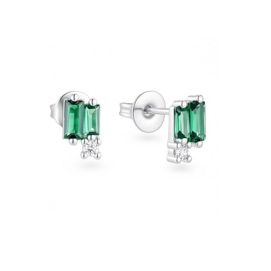 Emerald Stack Stud Earrings