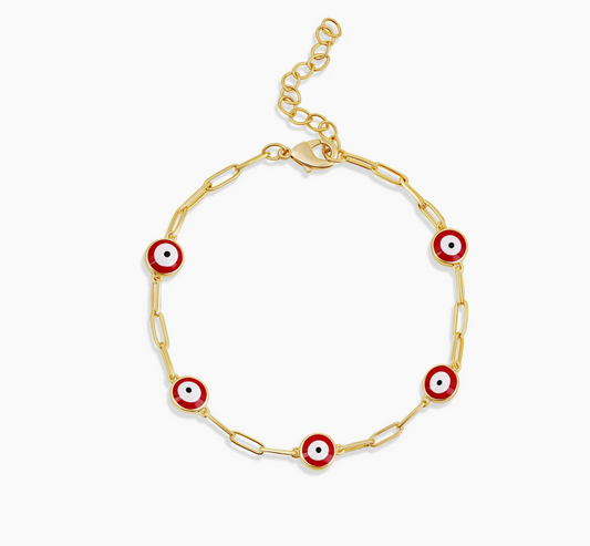 Evil Eye Paperclip Bracelet