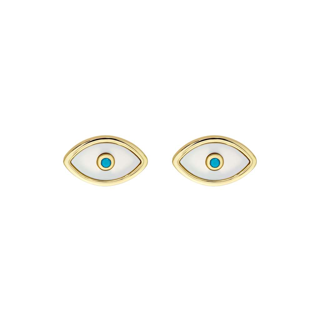 Enamel Evil Eyes Turquoise Stud Earrings