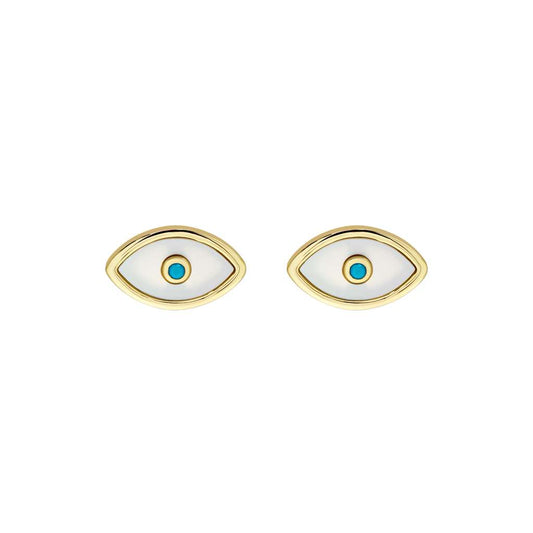 Enamel Evil Eyes Turquoise Stud Earrings