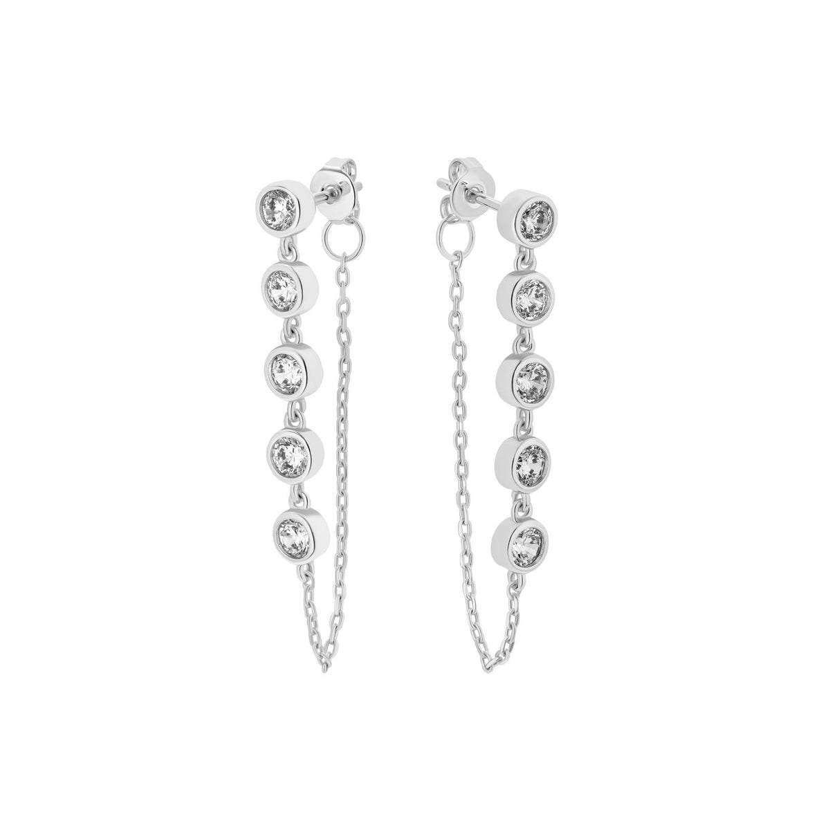 Long Bezel Chain Earrings