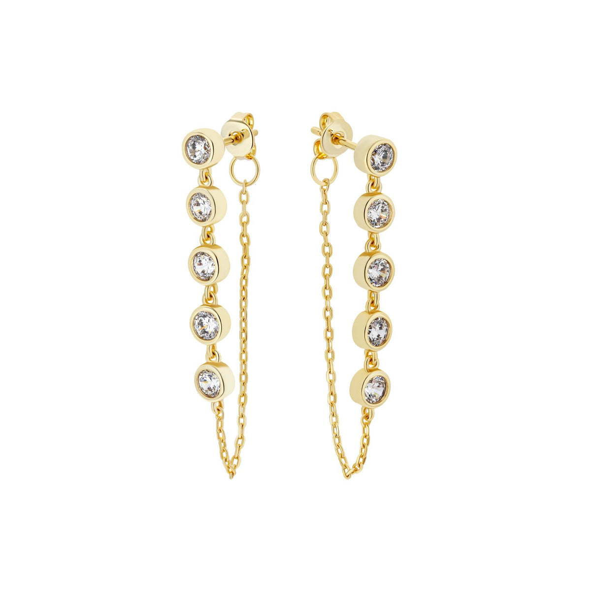 Long Bezel Chain Earrings